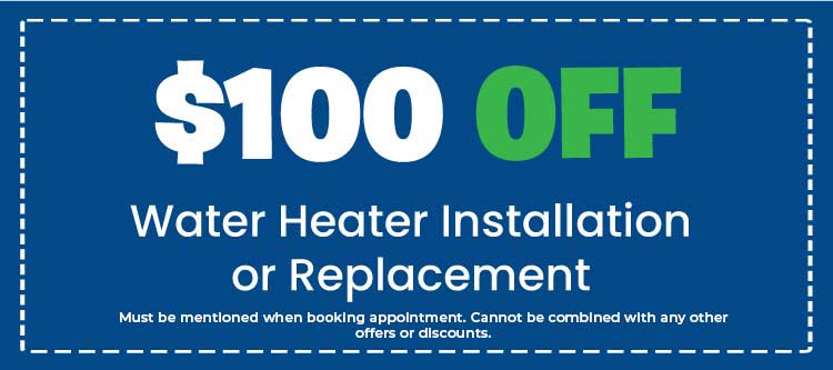0 off water heater installation or replacement coupon from Your Plumber LLC, highlighting special offer terms.